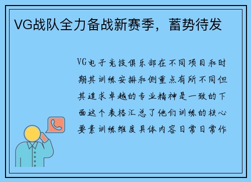 VG战队全力备战新赛季，蓄势待发